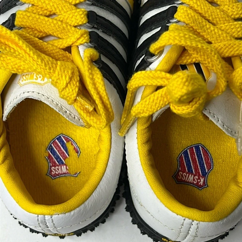 K-Swiss Toddler Turf‎ Soccer Shoes 5C EU21 White Black Yellow Lace Up Sneakers